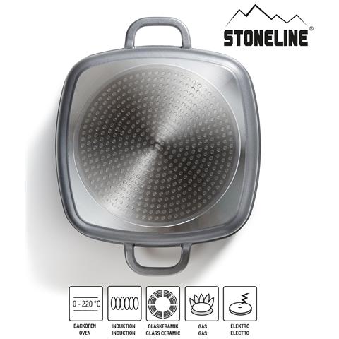 Padella Quadrata In Alluminio Pressofuso Con Rivestimento Antiaderente, Coperchio Salva Aroma In Vetro E 2 Presine Termoisolanti, Anche Per Induzione, 24 X 24 Cm - Foto 2