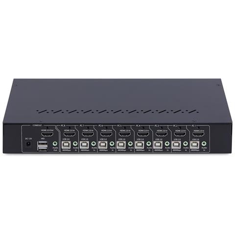 KVM Switch HDMI a 8 Porte con Kit Rack da 1U, 4K 60Hz HDMI 2.0, hub USB a 4 Porte, Commutazione con Tasti a Scelta Rapida, Indipendente dal SO, TAA - Foto 2