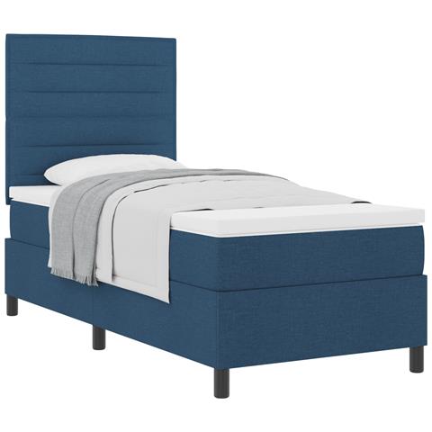 Letto con rete ortopedica e materasso blu 80x200 cm tessuto - Foto 1