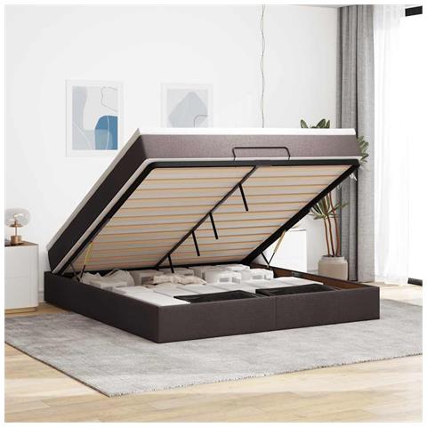 Struttura Letto Pouf con Materasso 160x200 cm in Tessuto - Foto 2