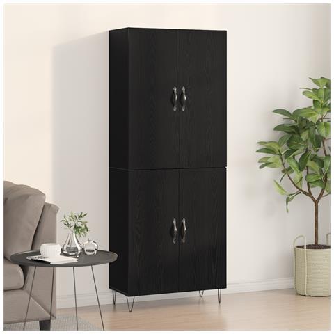 Highboard Nero Rovere 69,5x34x180 cm Legno ingegnerizzato - Foto 2