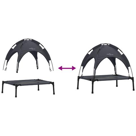 Letto rialzato per cani con tettuccio removibile Nero S Acciaio - Foto 9