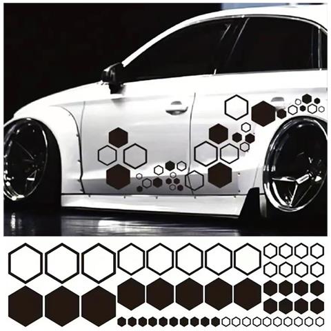 Adesivi Auto Esagonali A Nido D'ape (confezione Da 2) - Decorazione Personalizzata Per Carrozzeria Black - Foto 1