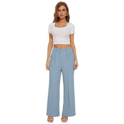 Pantaloni Da Donna A Vita Alta Gamba Larga Azzurri S - Foto 2