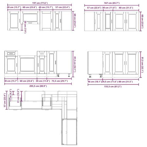 Set Mobili da Cucina 11 pz Porto Legno Antico in Truciolato - Foto 9