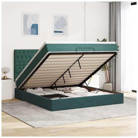 Struttura Letto Pouf con Materassi 160x200 cm Velluto - Foto 2