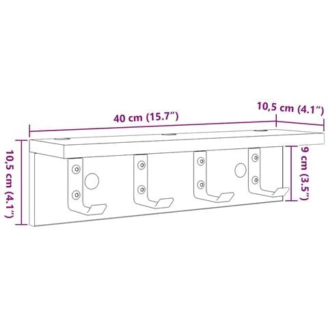 Appendiabiti a muro rovere artigianale 40 x 10.5 x 10.5 cm - Foto 9