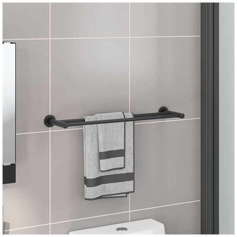 Porta asciugamani Nero 61 x 14.5 x 5 cm Acciaio inossidabile - Foto 2