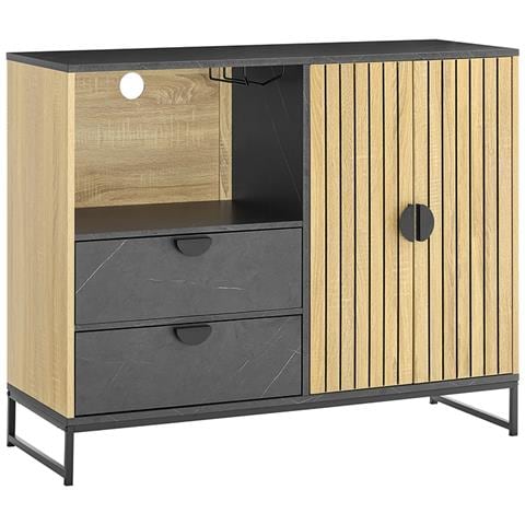 Sobuy Mobile Ingresso Con Ripiano, Microonde, Portabicchieri, Rovere Nero - Foto 1