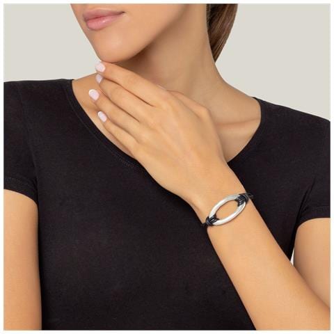 Bracciale Con Cordino Nero E Maglia Argentata - Foto 2