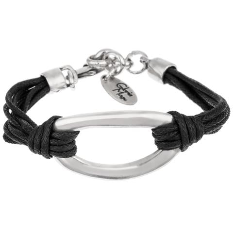 Bracciale Con Cordino Nero E Maglia Argentata - Foto 1