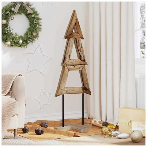 Albero di Natale Marrone 120 cm Legno massello di teak - Foto 2
