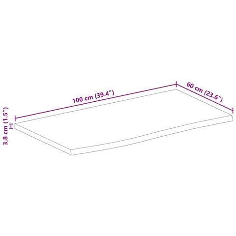Piano Tavolo Bordi Vivi 100x60x3,8cm in Legno Massello di Mango - Foto 9