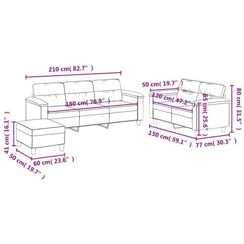 Set Divani 3 pz con Cuscini Tortora in Tessuto Microfibra - Foto 9