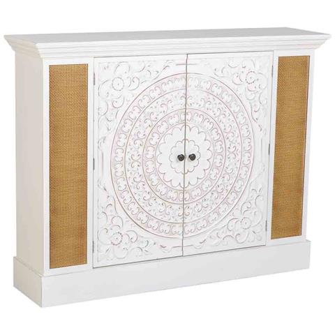Credenza In Legno Bianco Invecchiato Con 2 Porte 130x33x99h Cm - Foto 1