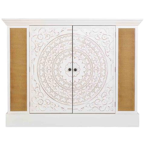 Credenza In Legno Bianco Invecchiato Con 2 Porte 130x33x99h Cm - Foto 2