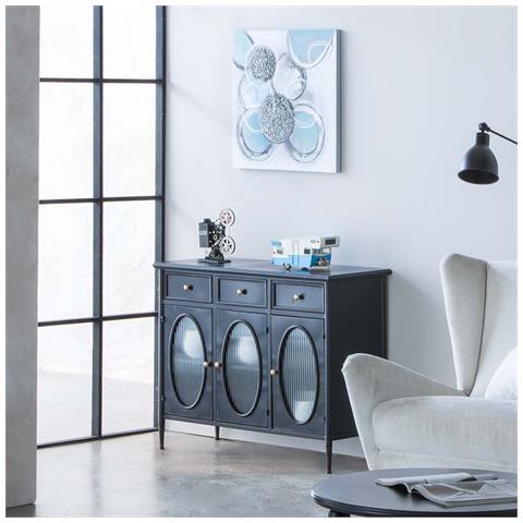 Quadro Dipinto A Mano Con Rilievo Blu 60x60x3h - Foto 2