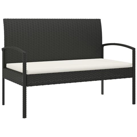 Panca da Giardino con Cuscino Nera 105 cm in Polyrattan - Foto 1