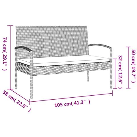 Panca da Giardino con Cuscino Nera 105 cm in Polyrattan - Foto 8