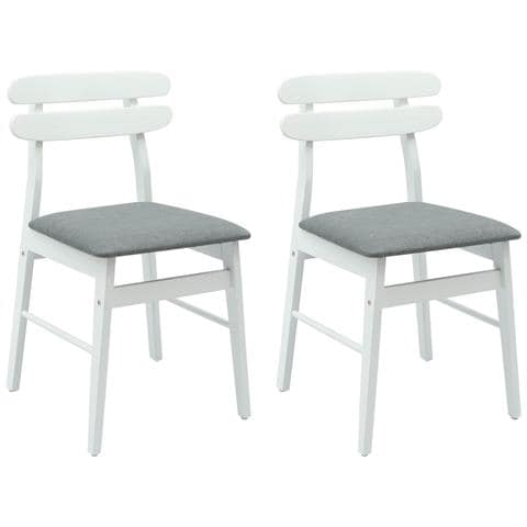 Sedia da pranzo 2 pcs Bianco e Grigio Legno di gomma solido - Foto 1