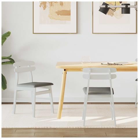 Sedia da pranzo 2 pcs Bianco e Grigio Legno di gomma solido - Foto 2