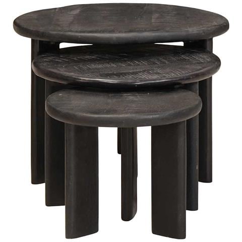 Tavoli da Caffè Nido 3 pcs Bianco Legno di mango massello - Foto 2