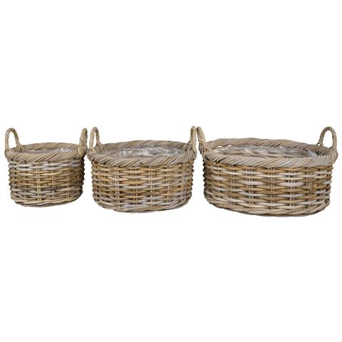 Set 3 Cestini Kuta In Rattan Kubu Naturale - Foto 1