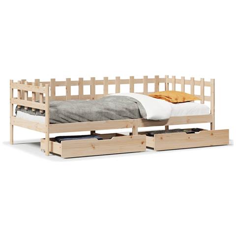 Dormeuse con Cassetti 90x190 cm in Legno Massello Pino - Foto 1