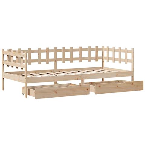 Dormeuse con Cassetti 90x190 cm in Legno Massello Pino - Foto 9