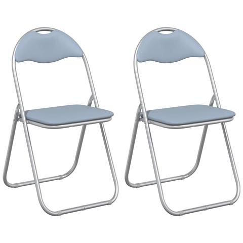 Sedia pieghevole 2 pcs Grigio 48 x 43,5 x 81 cm Pelle Sintetica - Foto 1