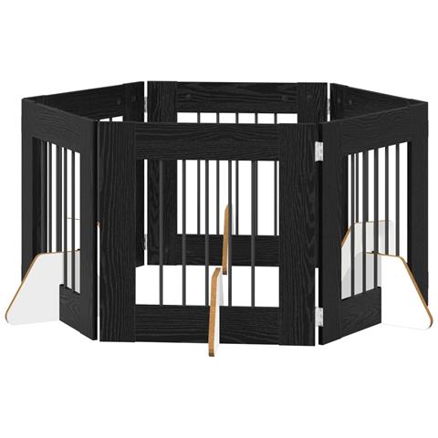 Cancello per cani con supporti 6 pcs Rovere Nero 60 x 60 cm - Foto 1