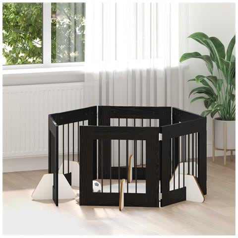 Cancello per cani con supporti 6 pcs Rovere Nero 60 x 60 cm - Foto 2