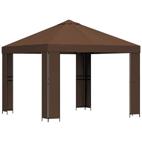 Gazebo 3 x 3 m Marrone Poliestere e Acciaio 190 gsm - Foto 1