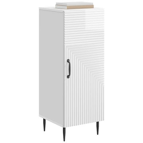 Credenza Bianco Lucido 33 x 34,5 x 89,5 cm Legno ingegnerizzato - Foto 2