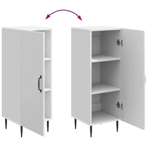 Credenza Bianco Lucido 33 x 34,5 x 89,5 cm Legno ingegnerizzato - Foto 9