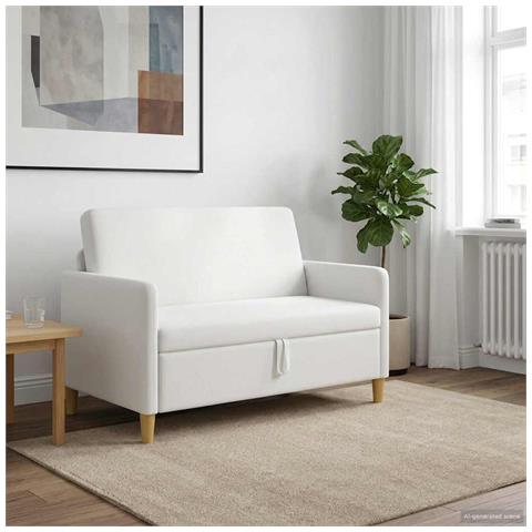 Divano con Storage Bianco 122 x 78 x 87 cm Poliestere - Foto 2