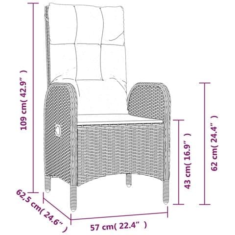 Set Salotto Giardino 3 pz con Cuscini Nero e Grigio Polyrattan - Foto 9