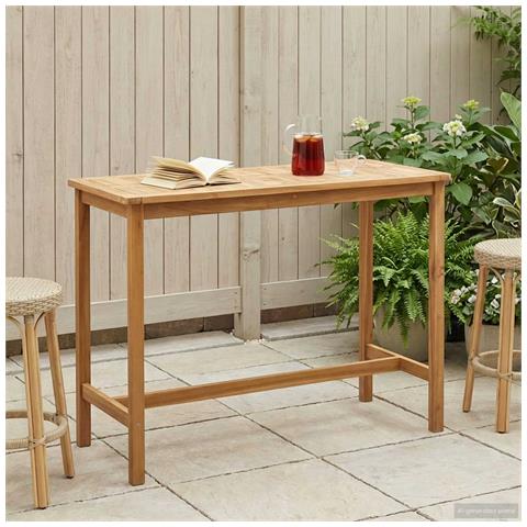 Tavolo da bar Naturale 150 x 75 x 105 cm Legno di teak solido - Foto 2