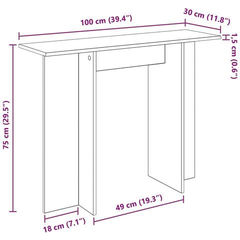 Tavolo consolle Legno antico 100 x 30 x 75 cm - Foto 9