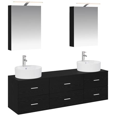 Set di mobili per il bagno 5 pcs Rovere Nero - Foto 1
