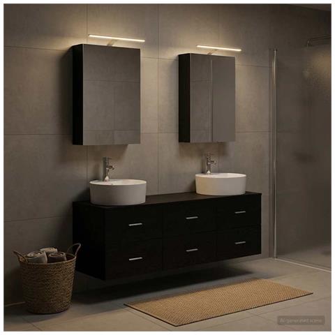 Set di mobili per il bagno 5 pcs Rovere Nero - Foto 2