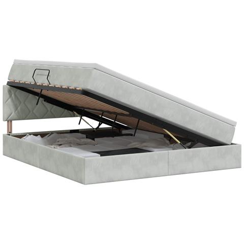 Letto con Contenitore Grigio Chiaro 180 x 200 cm Velluto - Foto 1