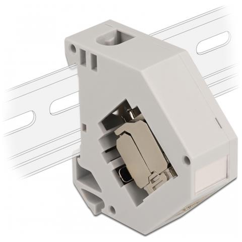 Adattatore per guida DIN con modulo Keystone RJ45 femmina Cat. 6A LSA - Foto 1