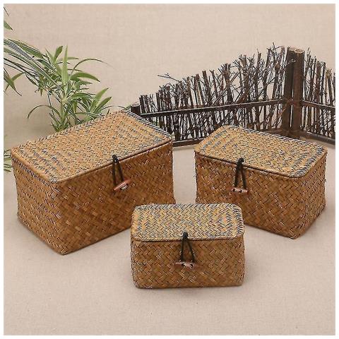 SLD Scatola Di Stoccaggio Di Tessitura Rattan Ecologica Con Coperchio (l)