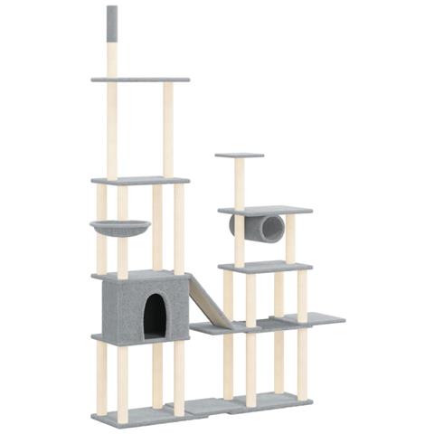 Albero Per Gatti Con Tiragraffi In Sisal Grigio Chiaro 279 Cm - Foto 1