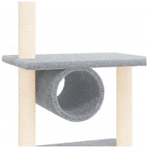 Albero Per Gatti Con Tiragraffi In Sisal Grigio Chiaro 279 Cm - Foto 6