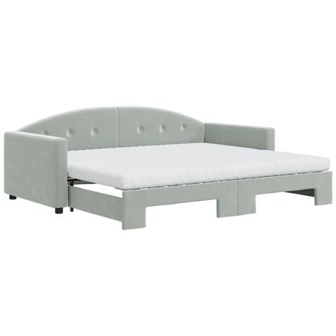 Divano Letto Estraibile Materassi Grigio Chiaro 90x200 Velluto - Foto 1