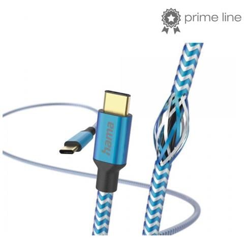 Reflective Usb-c To Usb-c Quick Charging Cable, Usb 2.0, Nylon Sheath, Gold-plated, 1.5 Metre, Blue - Foto 1
