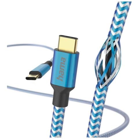 Reflective Usb-c To Usb-c Quick Charging Cable, Usb 2.0, Nylon Sheath, Gold-plated, 1.5 Metre, Blue - Foto 4