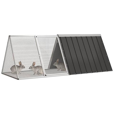 Gabbia Per Conigli Antracite 201,5x80,5x71 Cm Acciaio Zincato - Foto 2